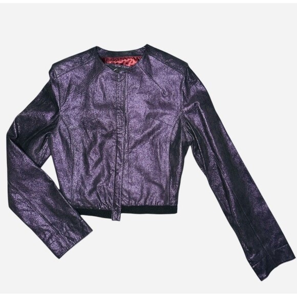 Venus Williams By Wilsons Leather 2 Pc Set Jacket Sz S & Pants Puple Size 4 Y2K - Picture 2 of 10